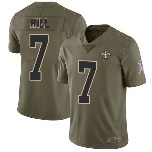Men New Orleans Saints Limited Olive Taysom Hill Jersey NFL Football #7 2017 Salute to Service Jersey